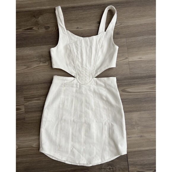 Zara Dresses & Skirts - Zara White Denim Cutout Dress Medium Party Graduate  Casual